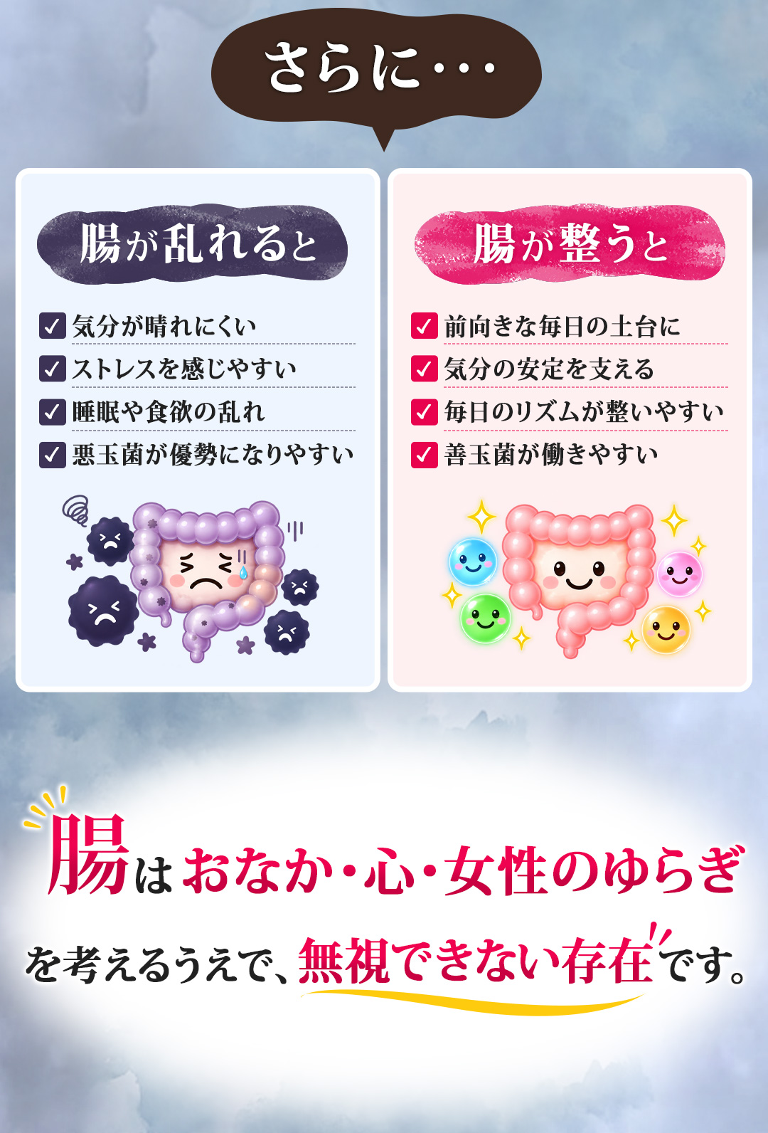 腸はおなか・心・女性のゆらぎを考えるうえでえ、無視できない存在です