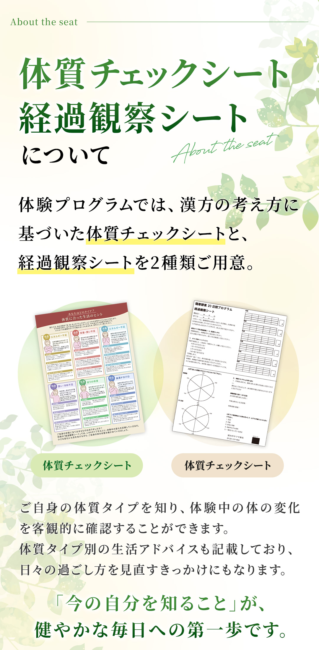 体質チェックシート・経過観察シートについて